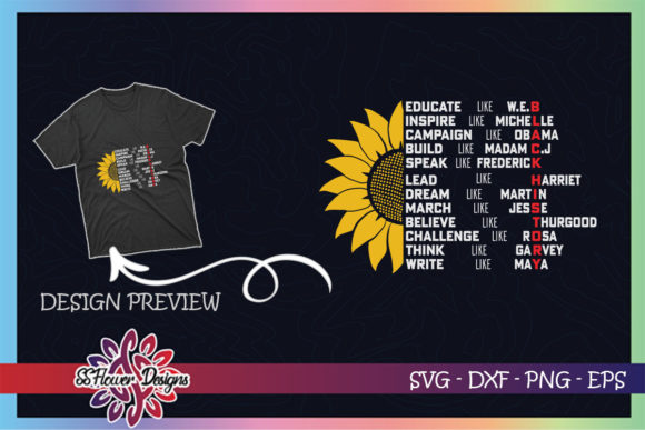 Dream Like Martin Sunflower: Graphics for T-Shirt Designs & Editorial Use